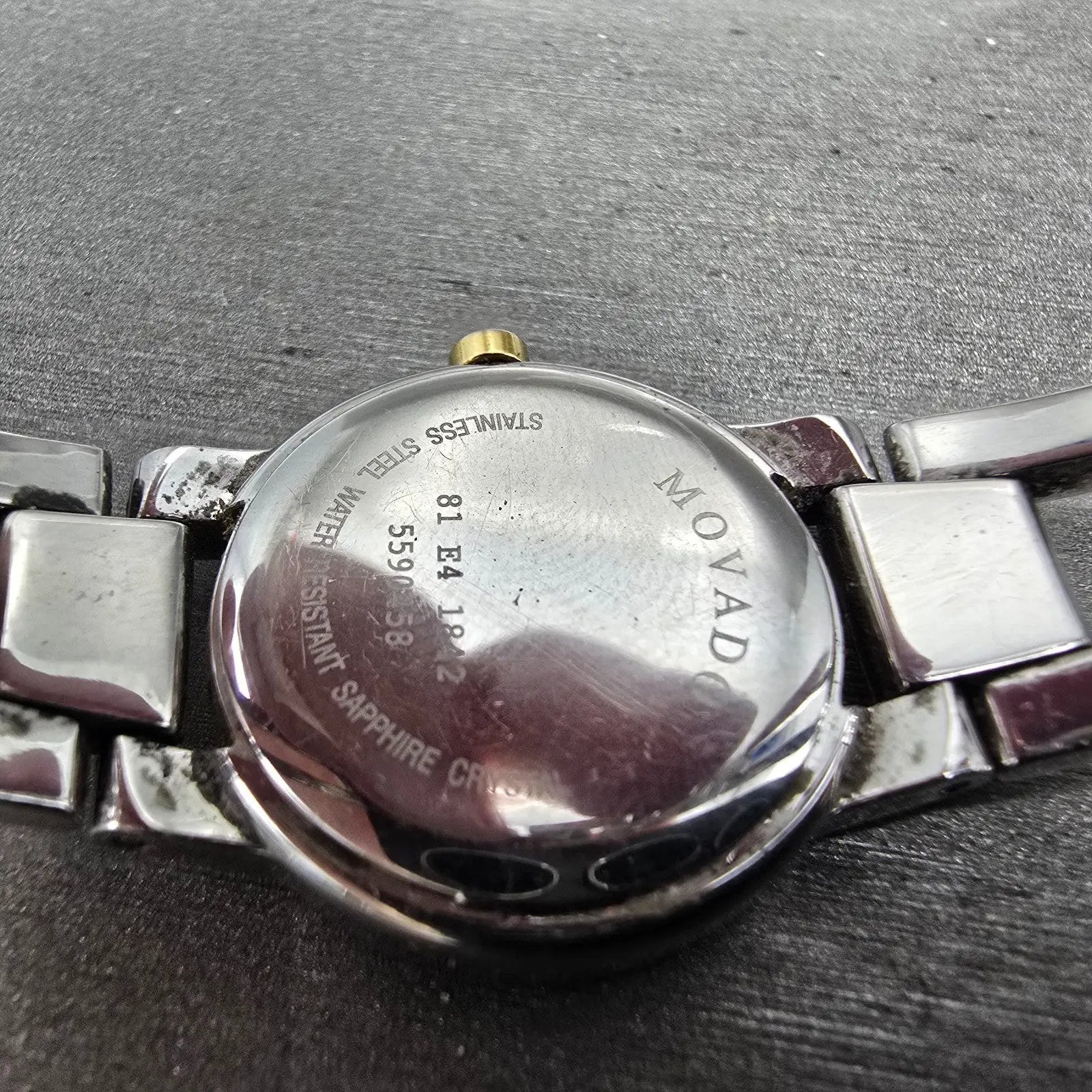 Movado Amorosa Watch Women 24mm Black Dial Two Tone Round 81 E4 1842 New Battery9