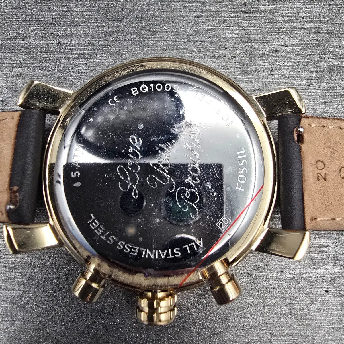 Fossil Rhett Watch Men 42mm White Dial Gold Tone Chrono Date BQ1009 New Battery10