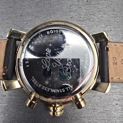 Fossil Rhett Watch Men 42mm White Dial Gold Tone Chrono Date BQ1009 New Battery10