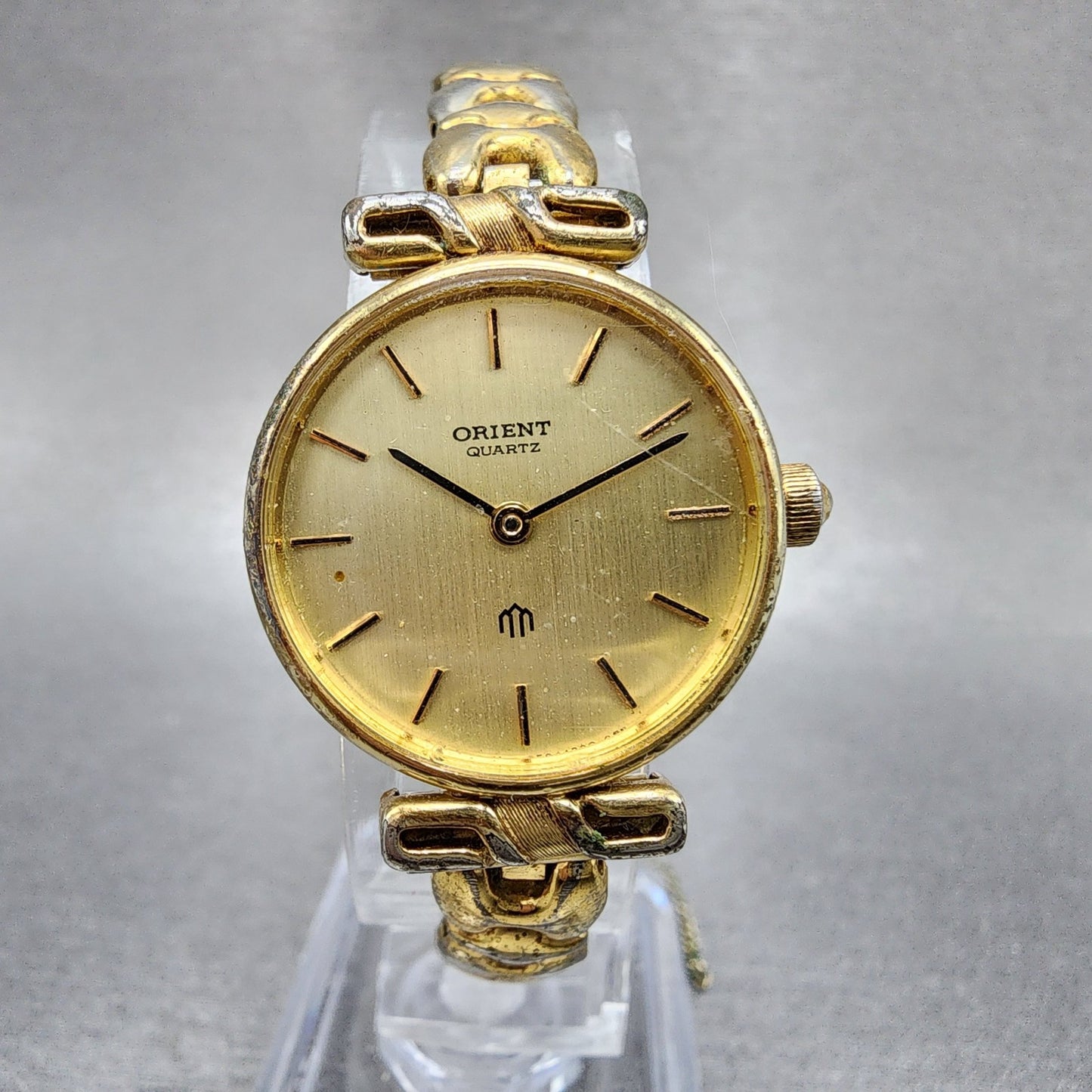 Orient Watch Women 22mm Gold Dial Gold Plated Round New Battery Vintage0