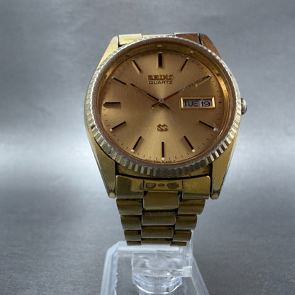 Seiko President SQ Watch Men 37mm Gold Dial Gold Tone Daydate 6923-8089 New BatC5