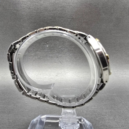 Seiko Solar Watch Women 31mm MOP Dial Two Tone Date Round V137-0CA0 Runs7
