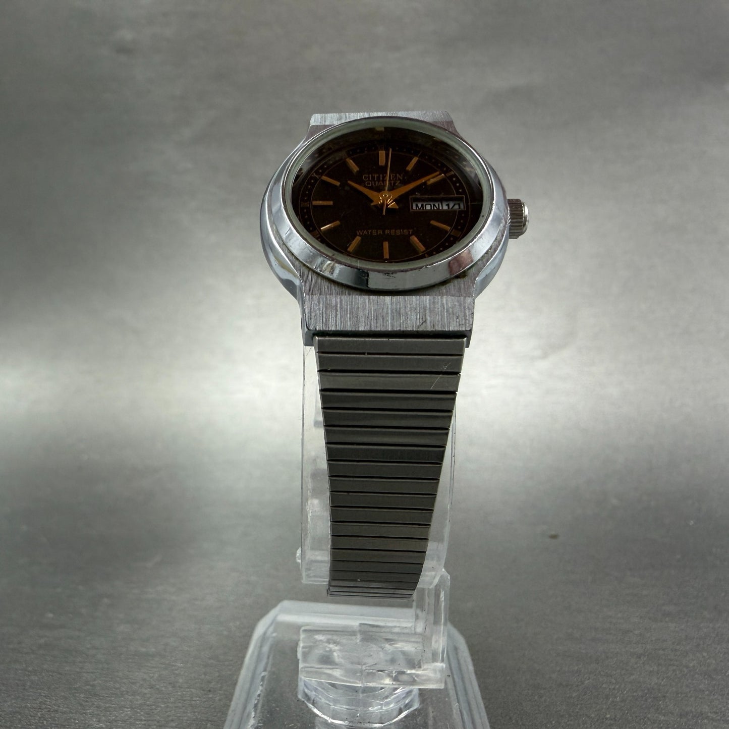 Citizen CQ Watch Women 25mm Black Dial Silver Tone Daydate 6000-074807 New Batt5