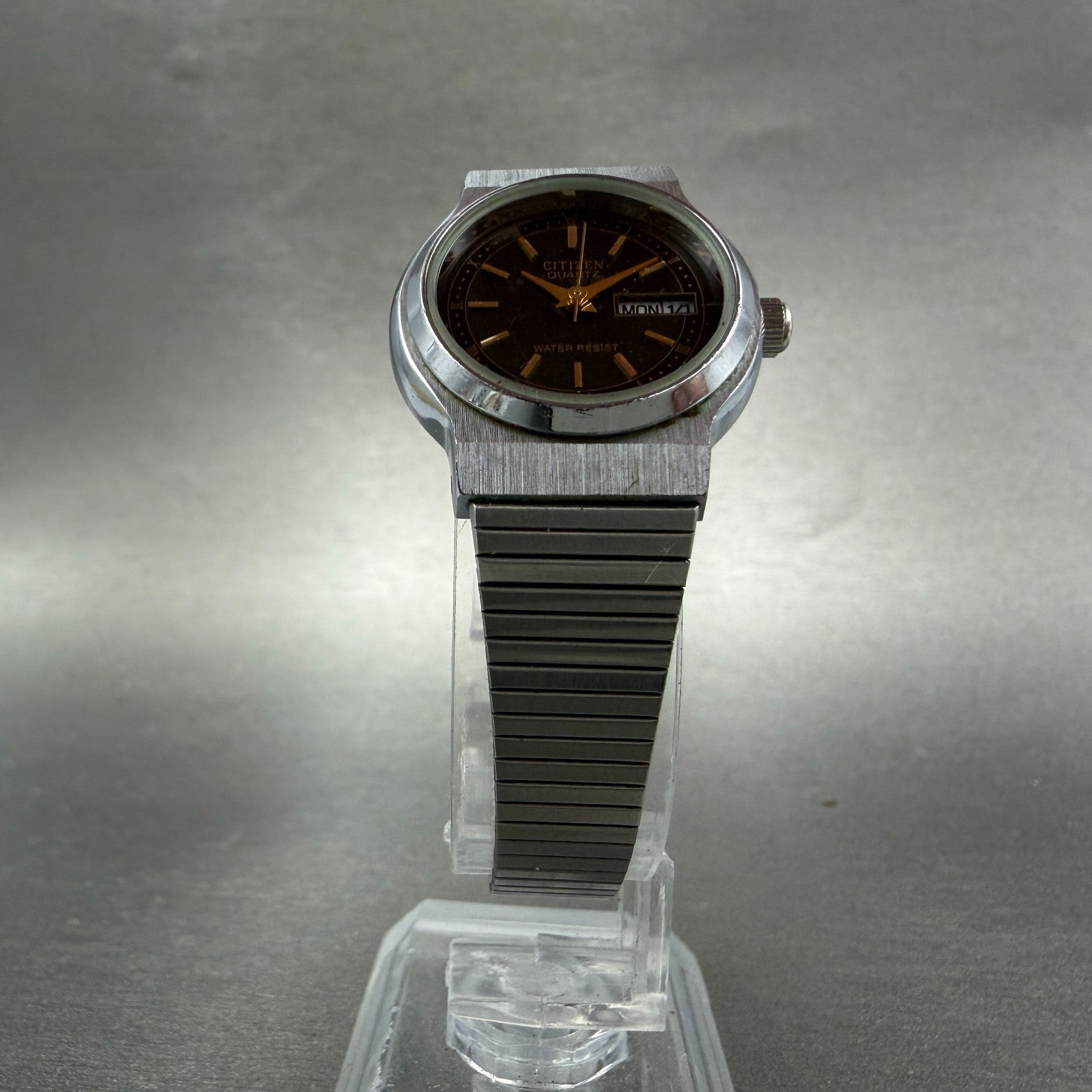 Citizen CQ Watch Women 25mm Black Dial Silver Tone Daydate 6000-074807 New Batt5
