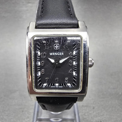 Wenger Swiss Military Tank Watch Women 20mm Black Dial Silver Tone 7511X New Bat0