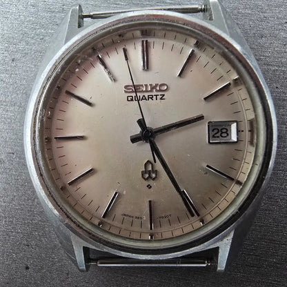 Seiko Watch Men 37mm White Dial Steel Date Round 3802 Movement 3802-7030 PARTS2