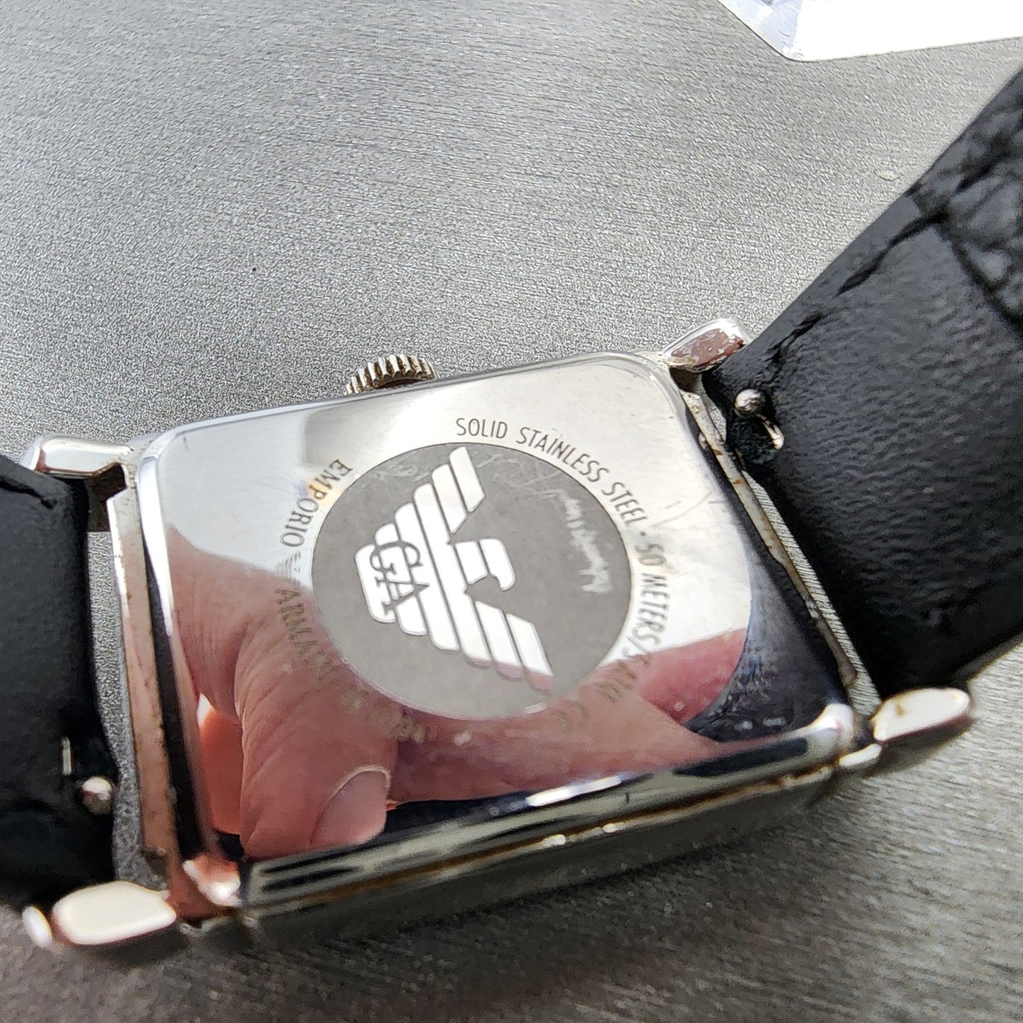Emporio Armani Tank Watch Women 24mm Cream Dial Steel Rectangle AR0204 NewBat19