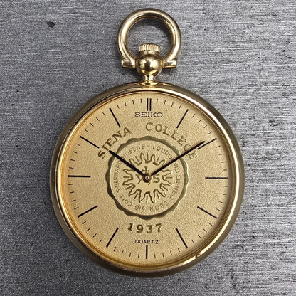 Seiko Pocket Watch Men 31mm Siena College Gold Dial Gold Tone 7430-0029 New Batt0