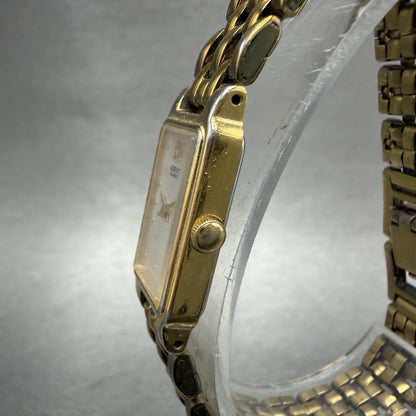 Seiko Tank Watch Women 13mm Silver Tone Gold Tone Rectangle 2e20-6859 NewBatt FG2