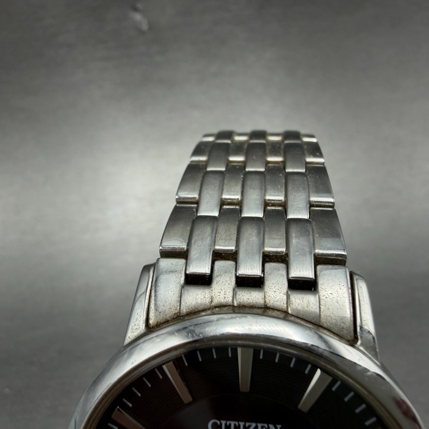 Citizen Eco-Drive Watch Men 37mm Black Dial Silver Tone Date E111-S067901 Works4