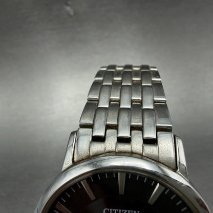 Citizen Eco-Drive Watch Men 37mm Black Dial Silver Tone Date E111-S067901 Works4