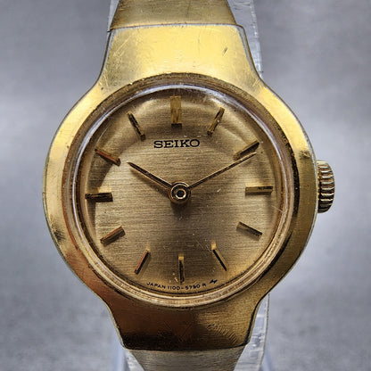 Seiko Watch Women 22mm Champagne Dial Gold Tone Manual Wind 11001440 Runs1