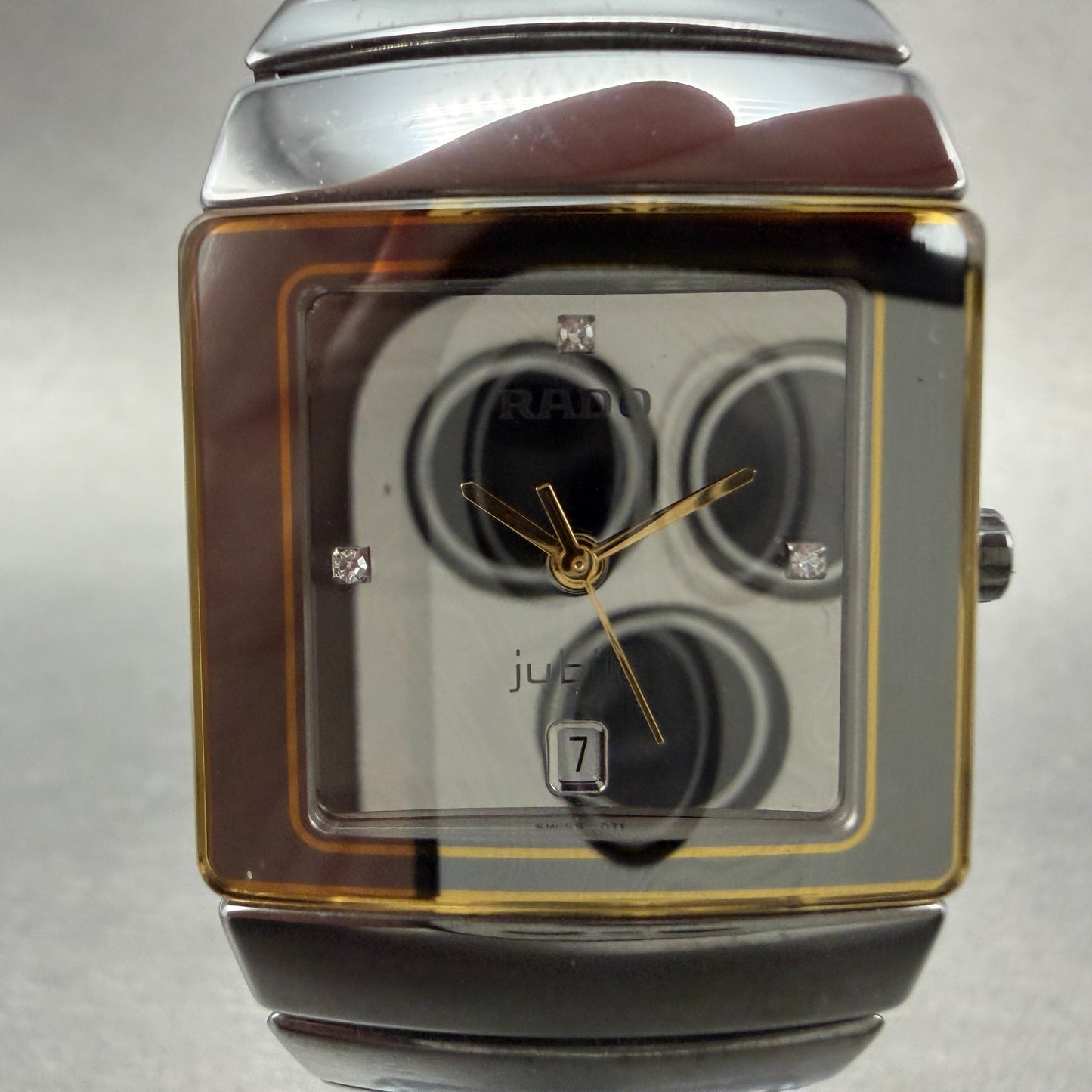 Rado Diastar Jubile Watch Men 29mm Silver Dial Ceramic Date Rectangle NewBattery1