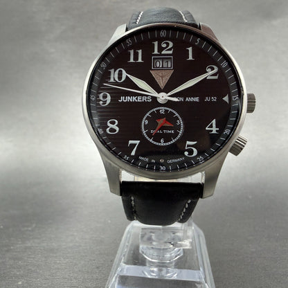 Junkers JU 52 Watch Men 40mm Black Dial Steel Date Dual Time D-AQUI New Battery5