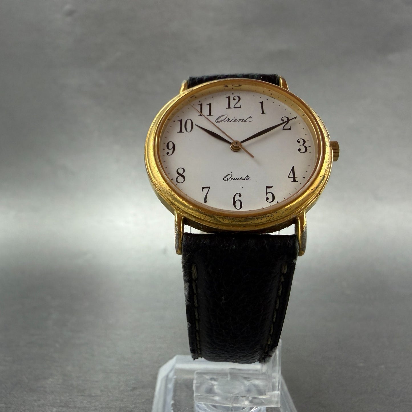 Orient Watch Men 31mm White Dial Gold Tone Round US02-A0 New Battery VTG5