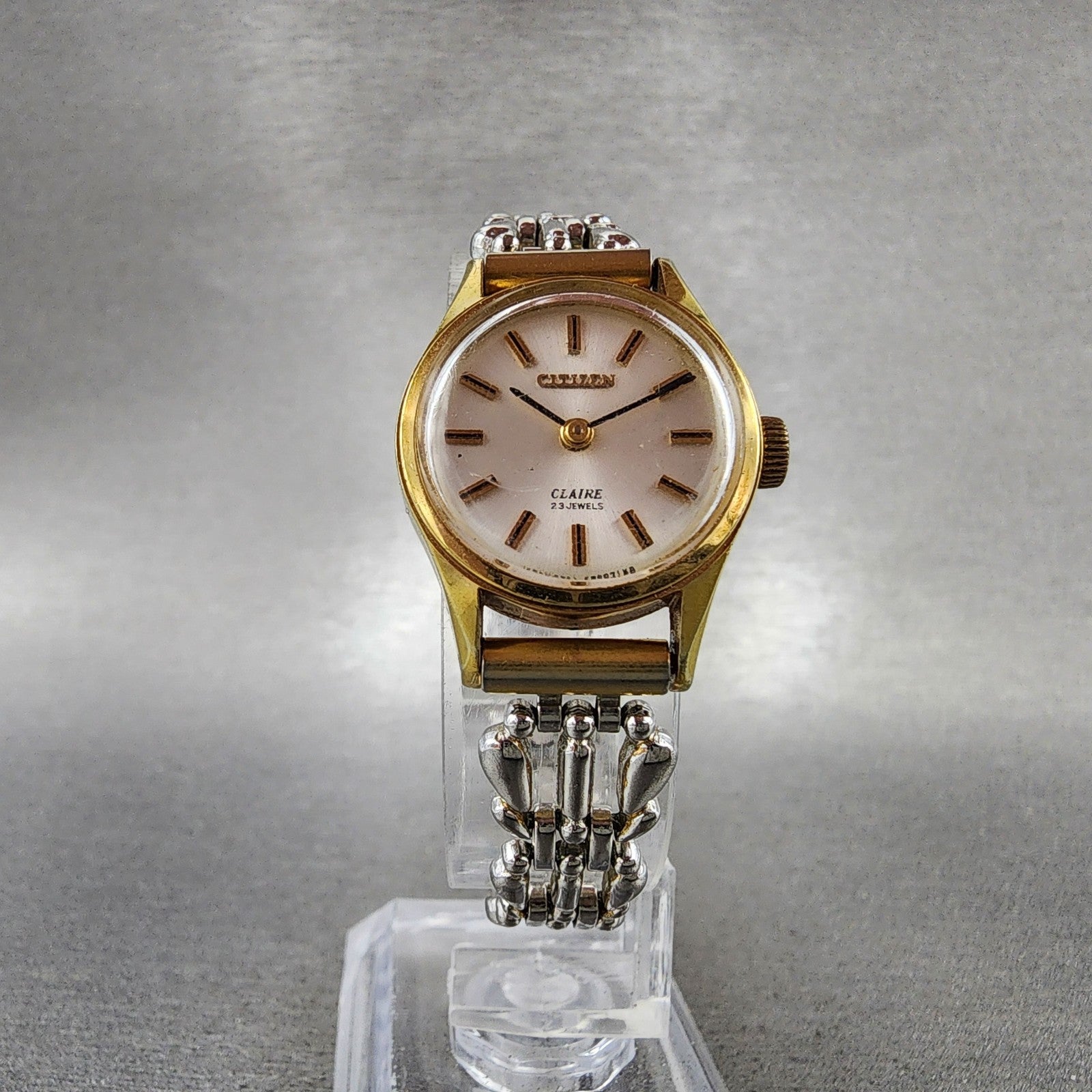 Citizen Claire Watch Women 22mm White Dial Gold Tone Manual Wind Runs VTG5