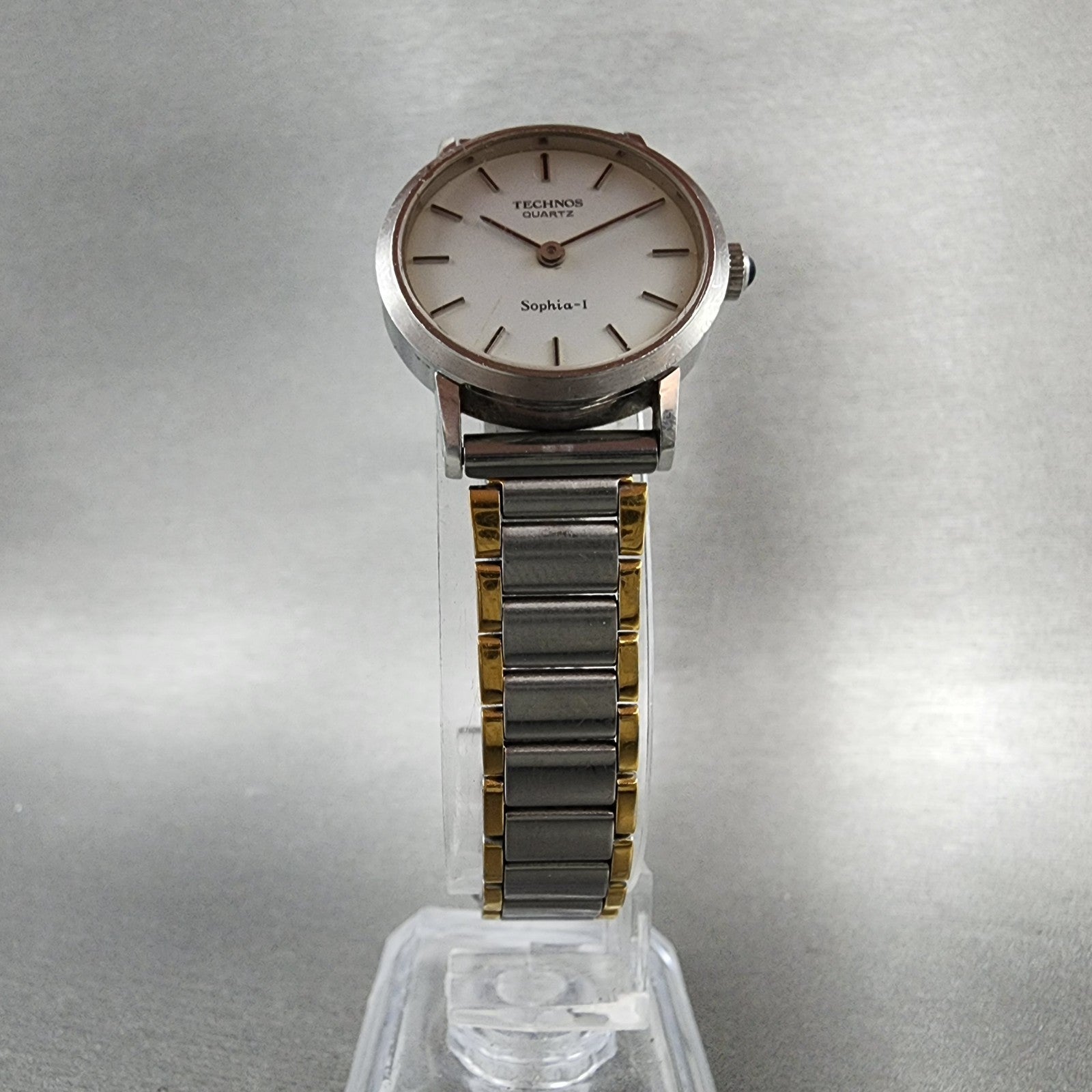 Technos Sophial Watch Women 25mm White Dial Silver Tone Round New Battery VTG5