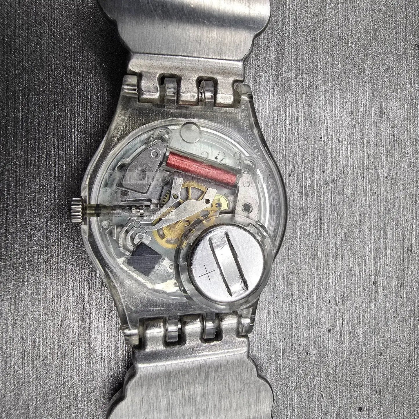 Swatch Revue Star Watch Women 25mm Gray Dial Clear Case Round LM130G New Battery10