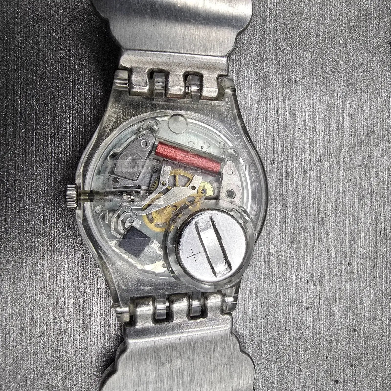 Swatch Revue Star Watch Women 25mm Gray Dial Clear Case Round LM130G New Battery10