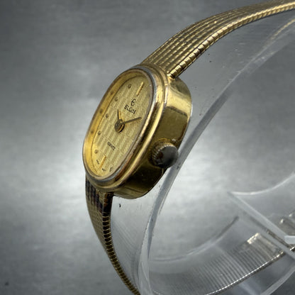 Elgin Watch Women 16mm Champagne Dial Gold Tone Oval Vintage New Battery2
