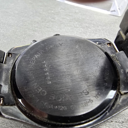 Citizen Eco-Drive Watch Men 38mm Black Dial Black Tone Atomic Date PARTS!!! H41610