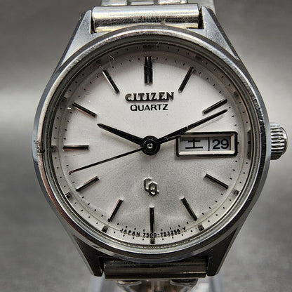 Citizen CQ Watch Women 24mm White Dial Steel Daydate Round 4-751671 New Battery