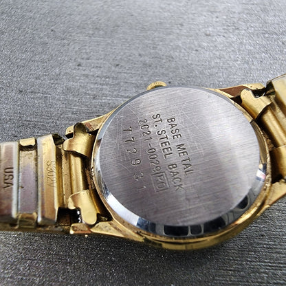 VTG Seiko Watch Women 21mm Gold Dial Gold Tone Round 2C21-0029 New Battery