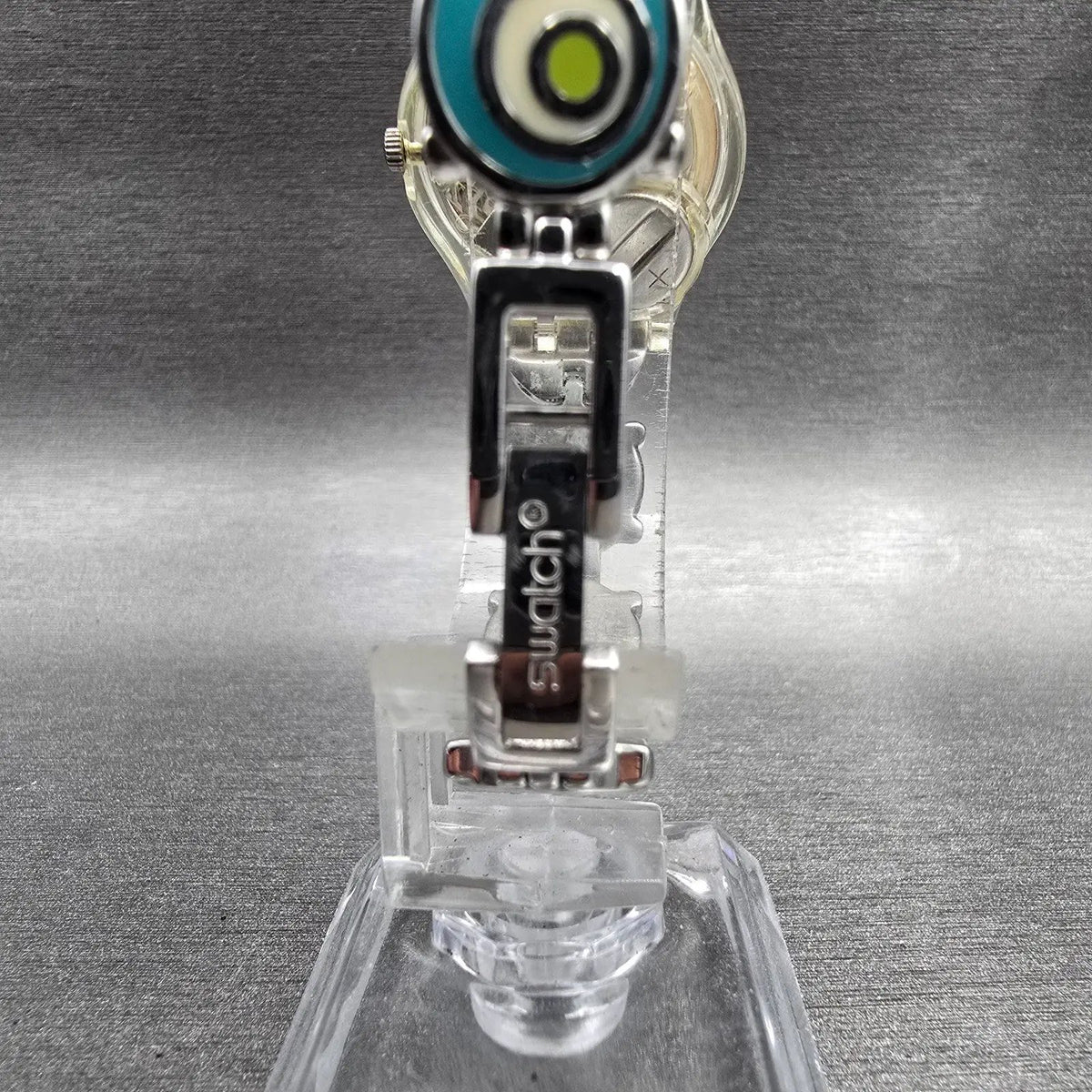 Swatch Check Pea Watch Women 25mm Silver Dial Clear Case Round LK267G New Batt8