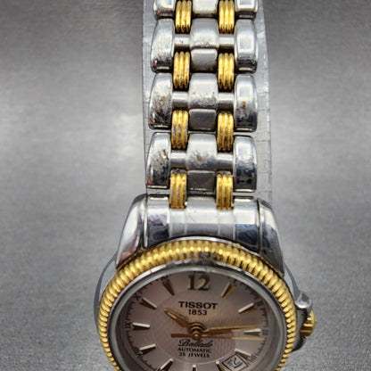 Tissot Ballade Automatic Watch Women 24mm White Dial Two Tone Date Round Runs