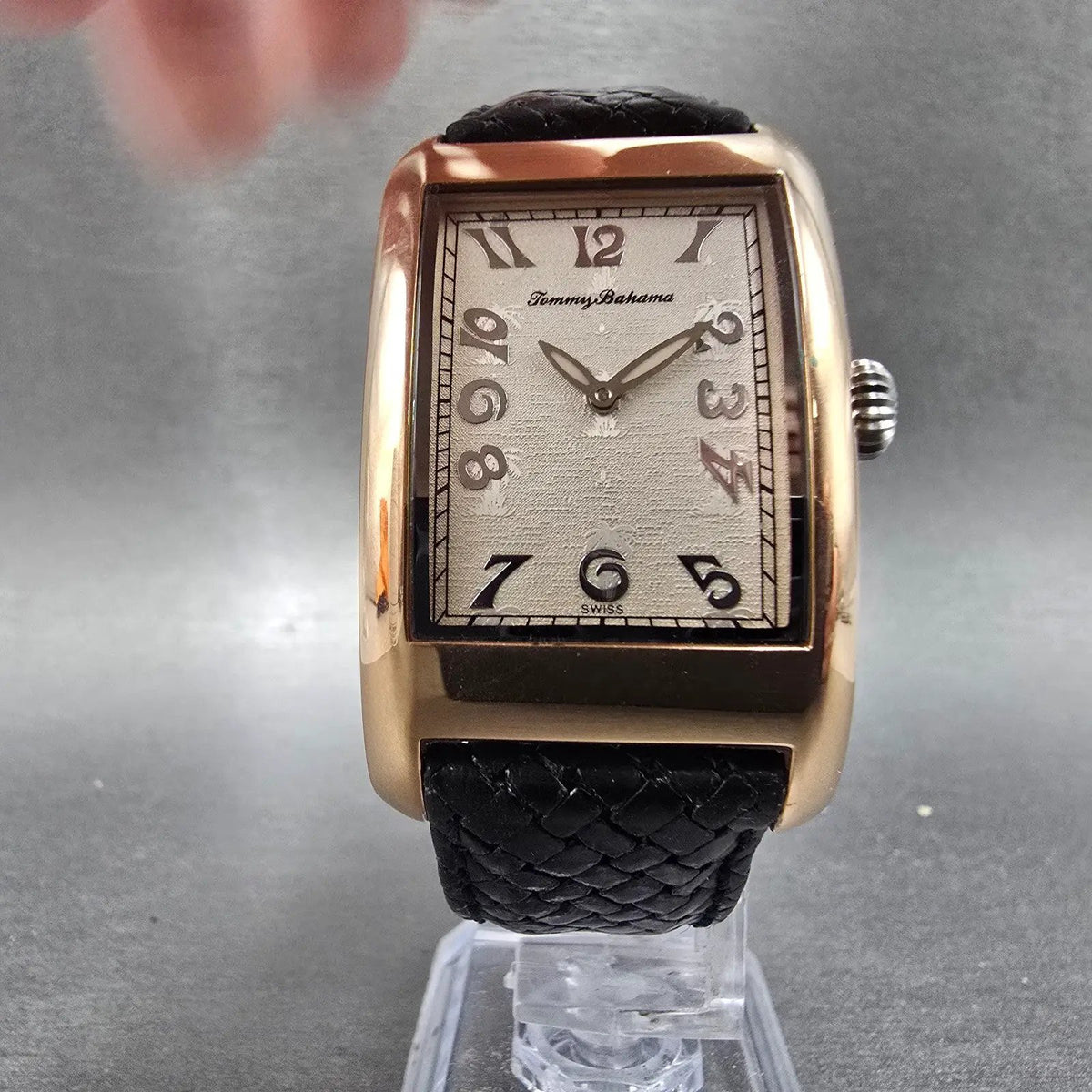 Tommy Bahama Tank Watch Men 28mm White Dial Rose Gold Small Seconds New Battery5