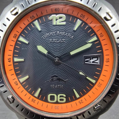 Tommy Bahama Relax Dive Watch Men 42mm Gray Dial Steel Date Round New Battery1