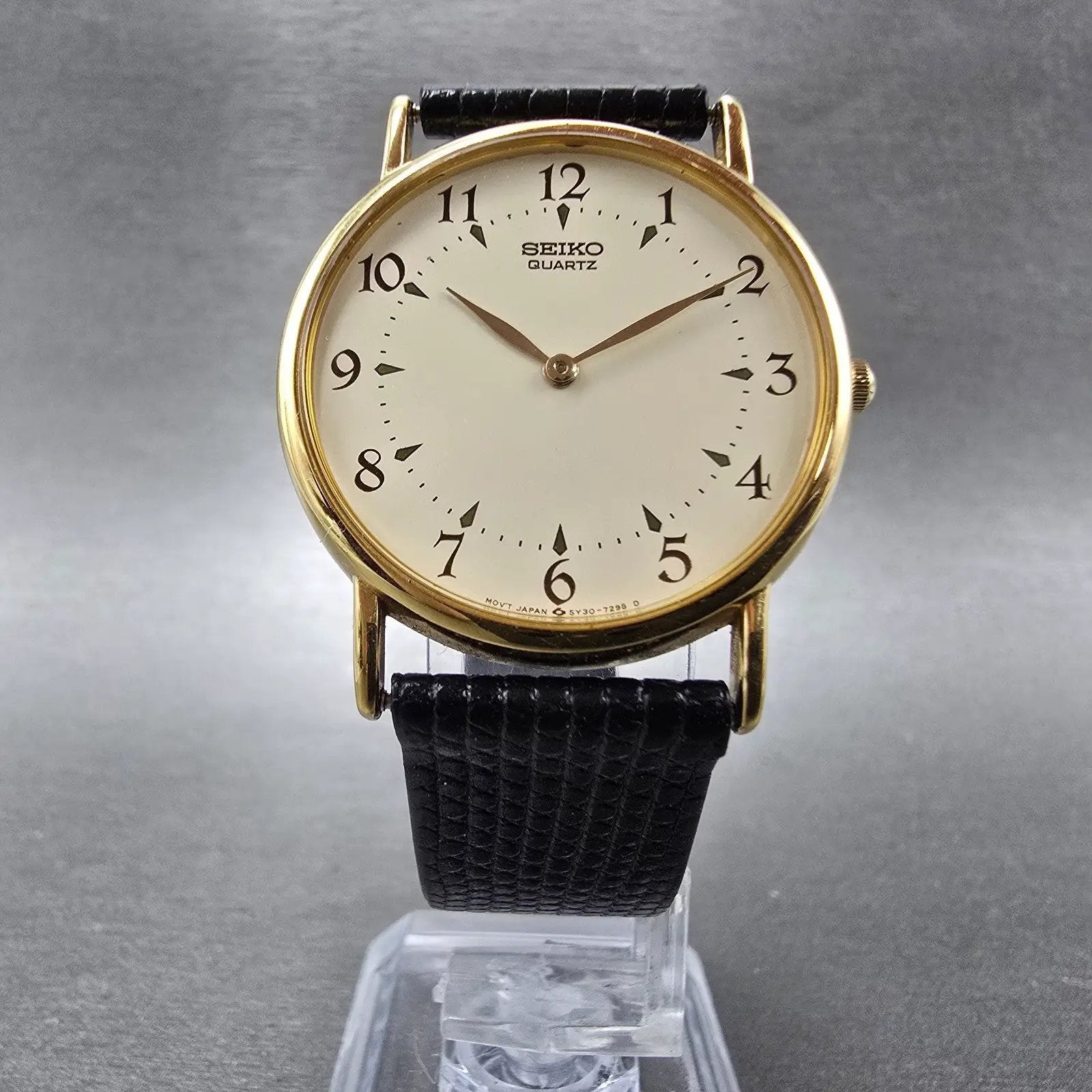 Seiko Watch Men 32mm Cream Dial Gold Tone Round 5Y30-7009 PARTS Vintage6