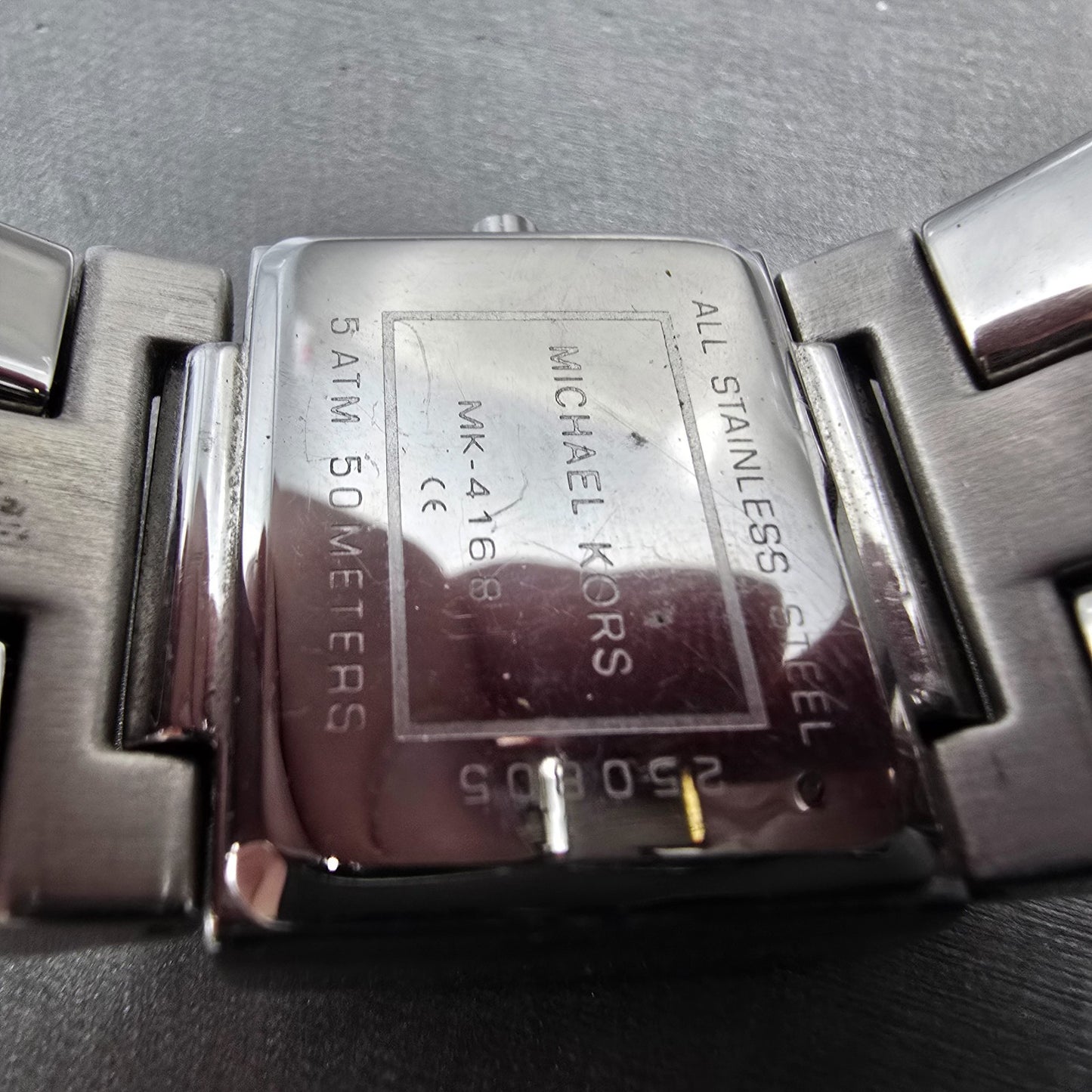 Michael Kors Watch Women 28mm Brown Dial Silver Tone Rectangle MK-4168 New Batt9