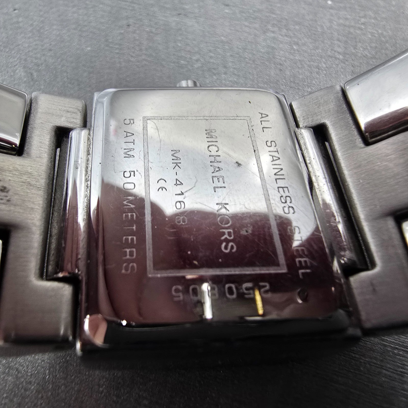 Michael Kors Watch Women 28mm Brown Dial Silver Tone Rectangle MK-4168 New Batt9
