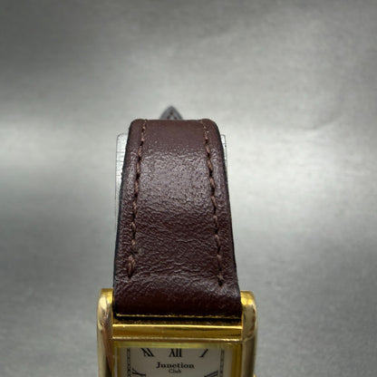 Vega Junction Club Tank Watch Women 18mm White Dial Gold Tone Rectangle New Batt4