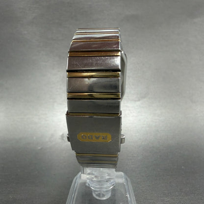 Rado Jubile Watch Men 28mm Black Dial Two Tone Date Rectangle 129.0266.3 NewBat7