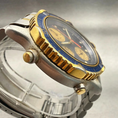 Seiko Sports 150 Chronograph Watch Men 39mm Blue Dial Two Tone Date New Batt3