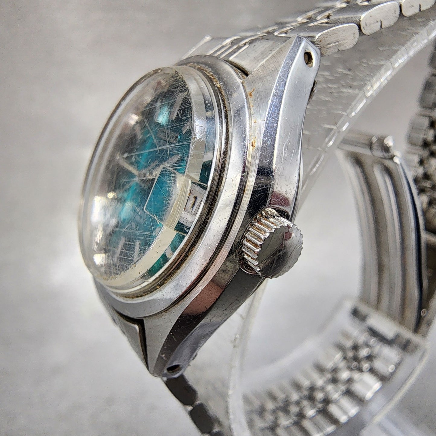 Seiko Automatic Watch Women 24mm Green Dial Silver Tone Date 22050990 PARTS4