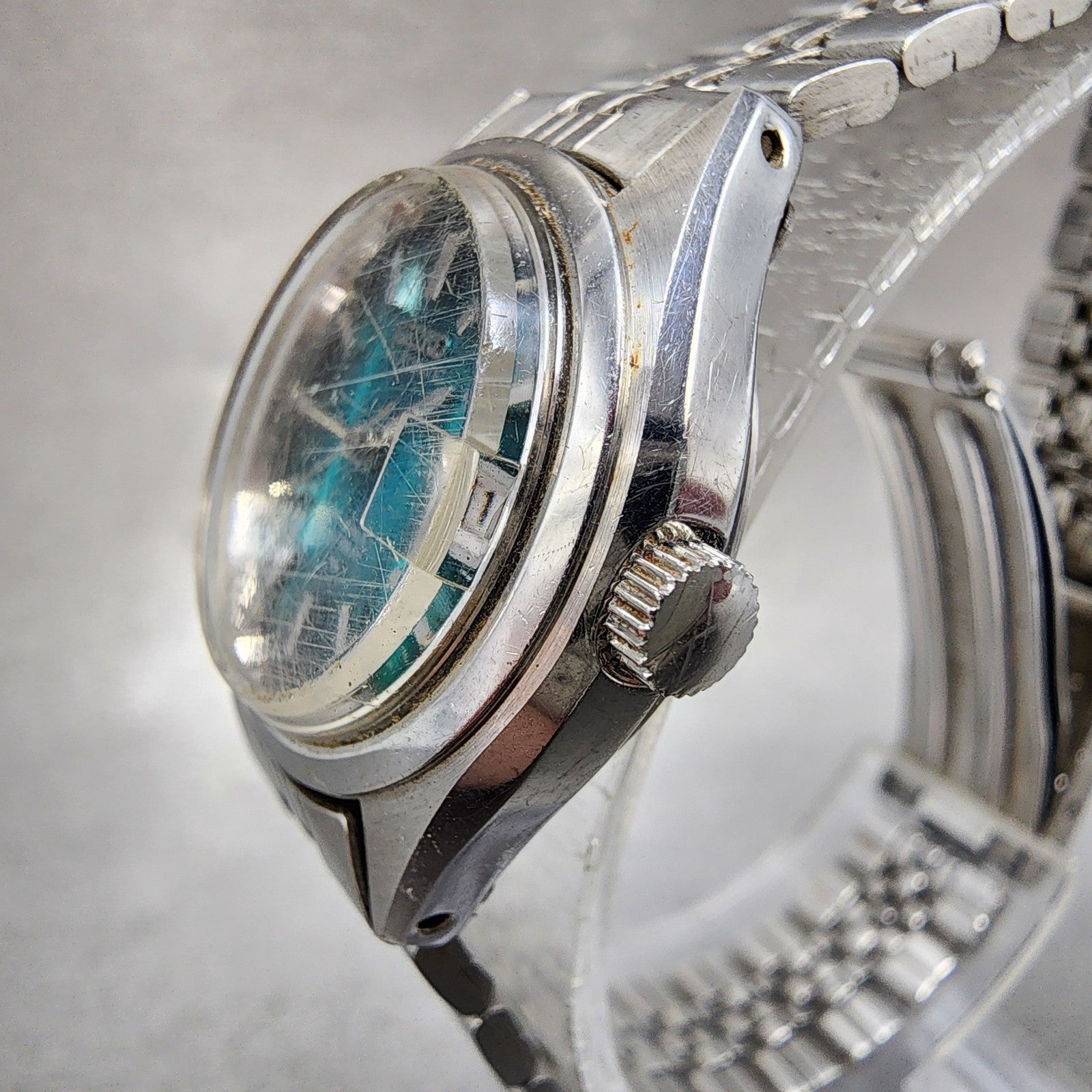 Seiko Automatic Watch Women 24mm Green Dial Silver Tone Date 22050990 PARTS4
