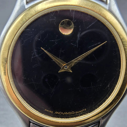 Movado Museum Watch Men 34mm Black Dial Two Tone Round 81-E4-0863 New Battery BQ1