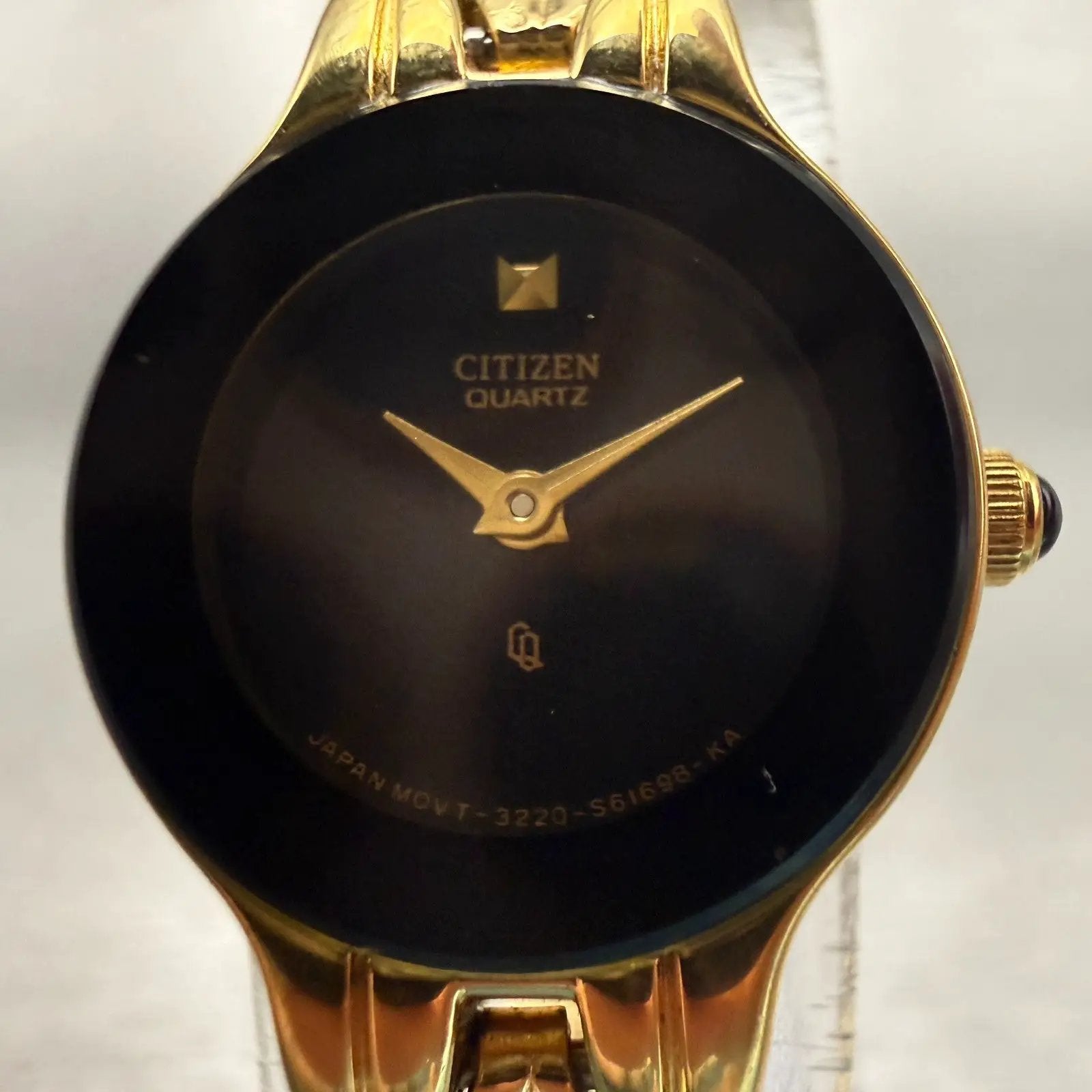 Citizen CQ Watch Women 18mm Black Dial Gold Tone Round 3220-S61698 New Battery1