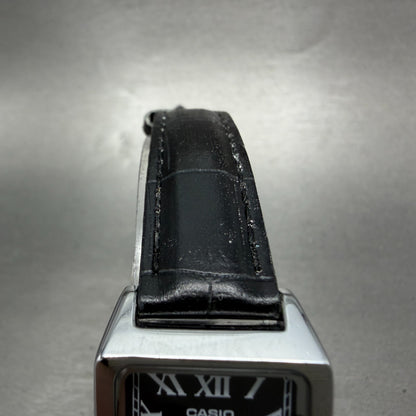 Casio Tank Watch Women 22mm Black Dial Silver Tone Rectangle LTP-V007 NewBatt T34