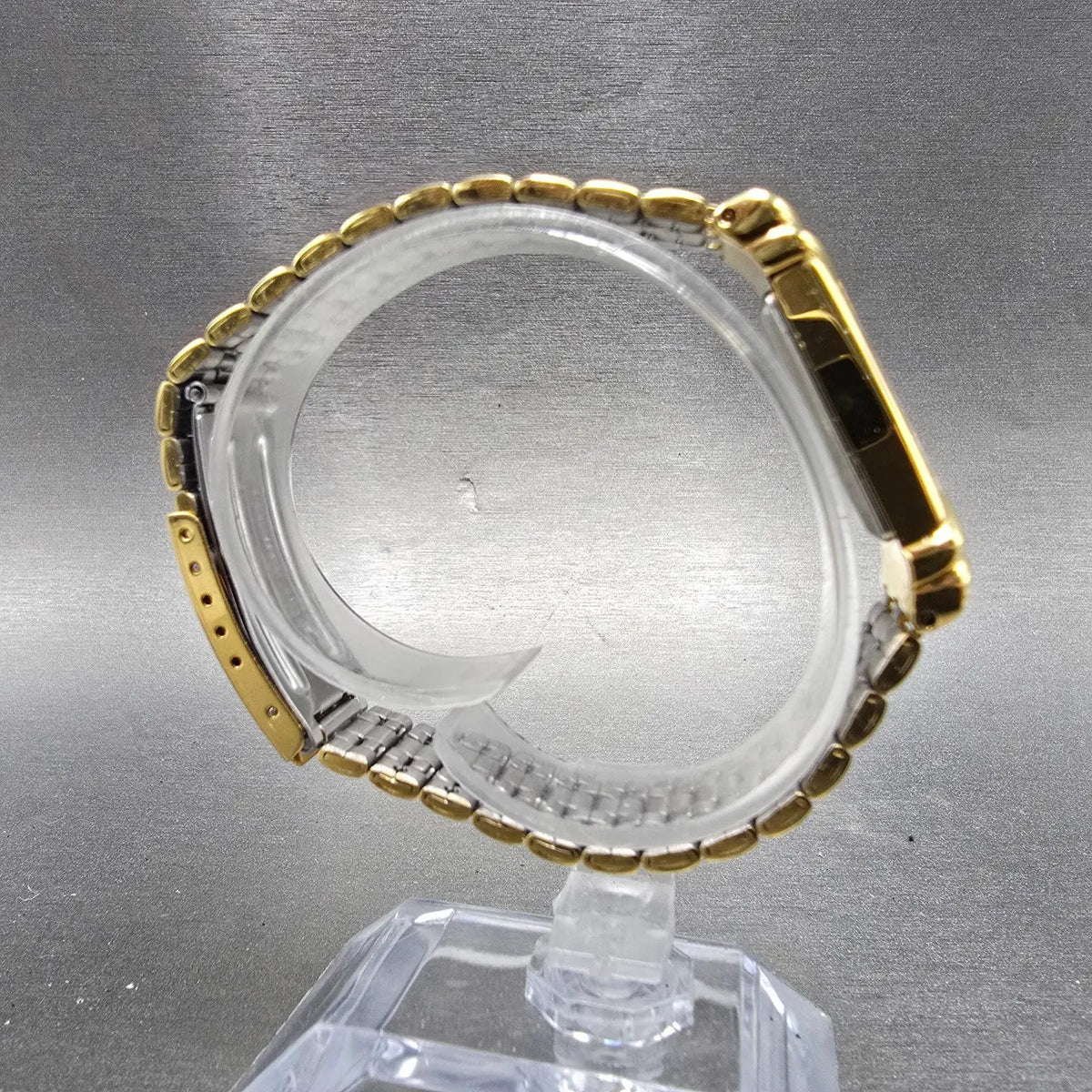 Elgin Half Moon Watch Women 18mm Black Dial Gold Asymmetrical VTG New Battery8