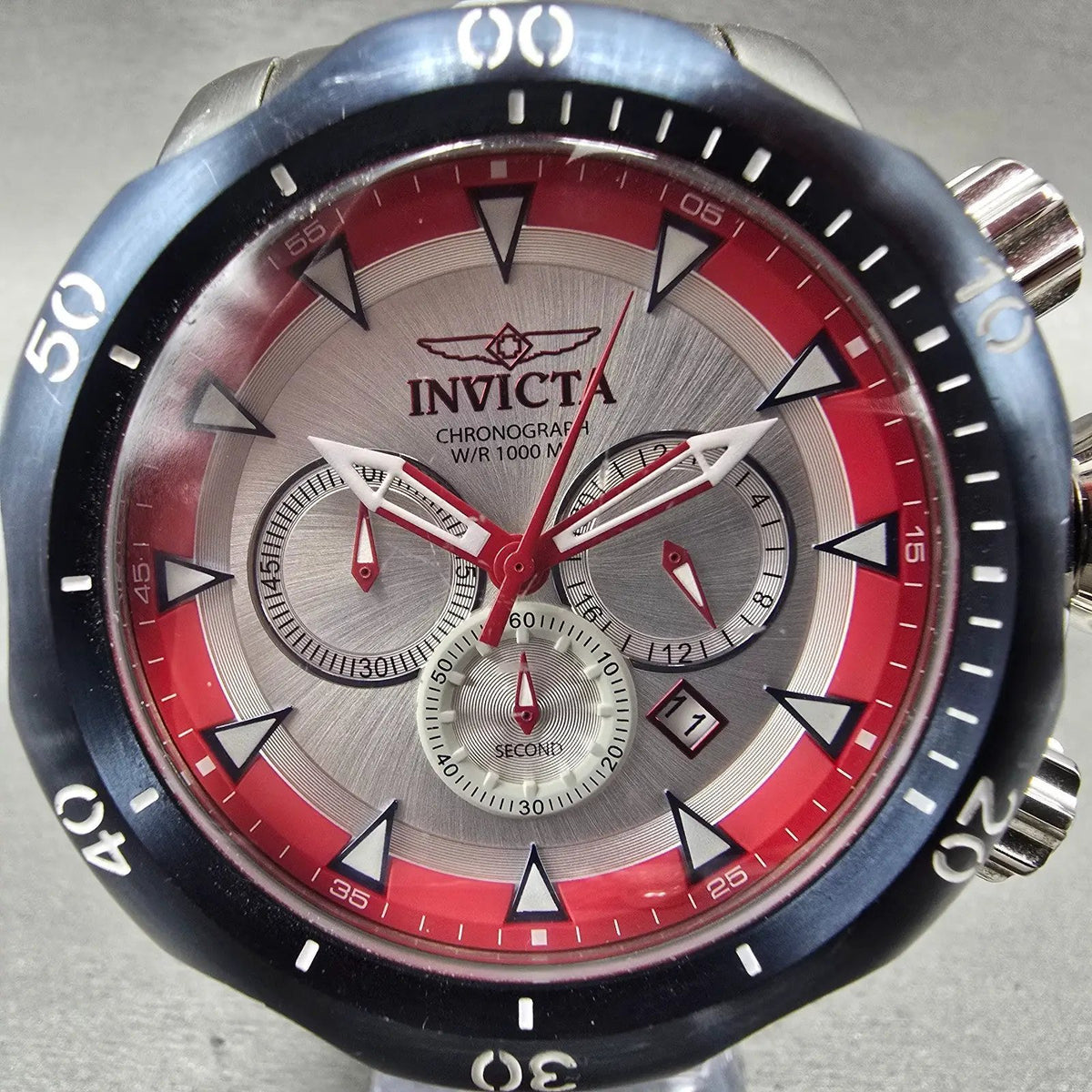 Invicta Venom Chronograph Watch Men 54mm Silver Dial Steel Date 25045 New Batt1