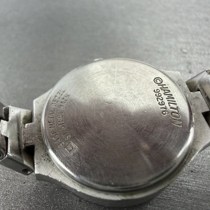 Hamilton Red Led Watch Women 24mm Digital Silver Tone Oval 992976 PARTS10