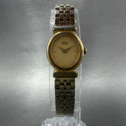 Seiko Watch Women 16mm Champagne Dial Gold Tone Oval 2Y005B59 New Battery5
