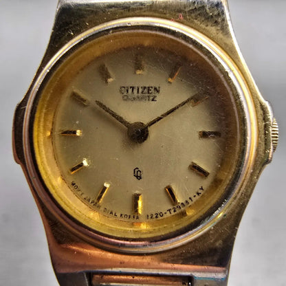 Citizen CQ Watch Women 20mm Champagne Dial Gold Tone Round 3220-916719 New Batt1