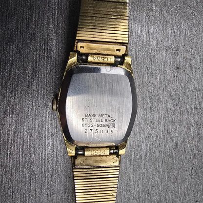 Seiko SQ Watch Women 22mm Champagne Dial Gold Tone Hexagon Date 8522-5059 NewBat10