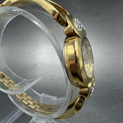 Elgin Watch Women 22mm Champagne Dial Gold Tone Hearts Crystals New Battery3