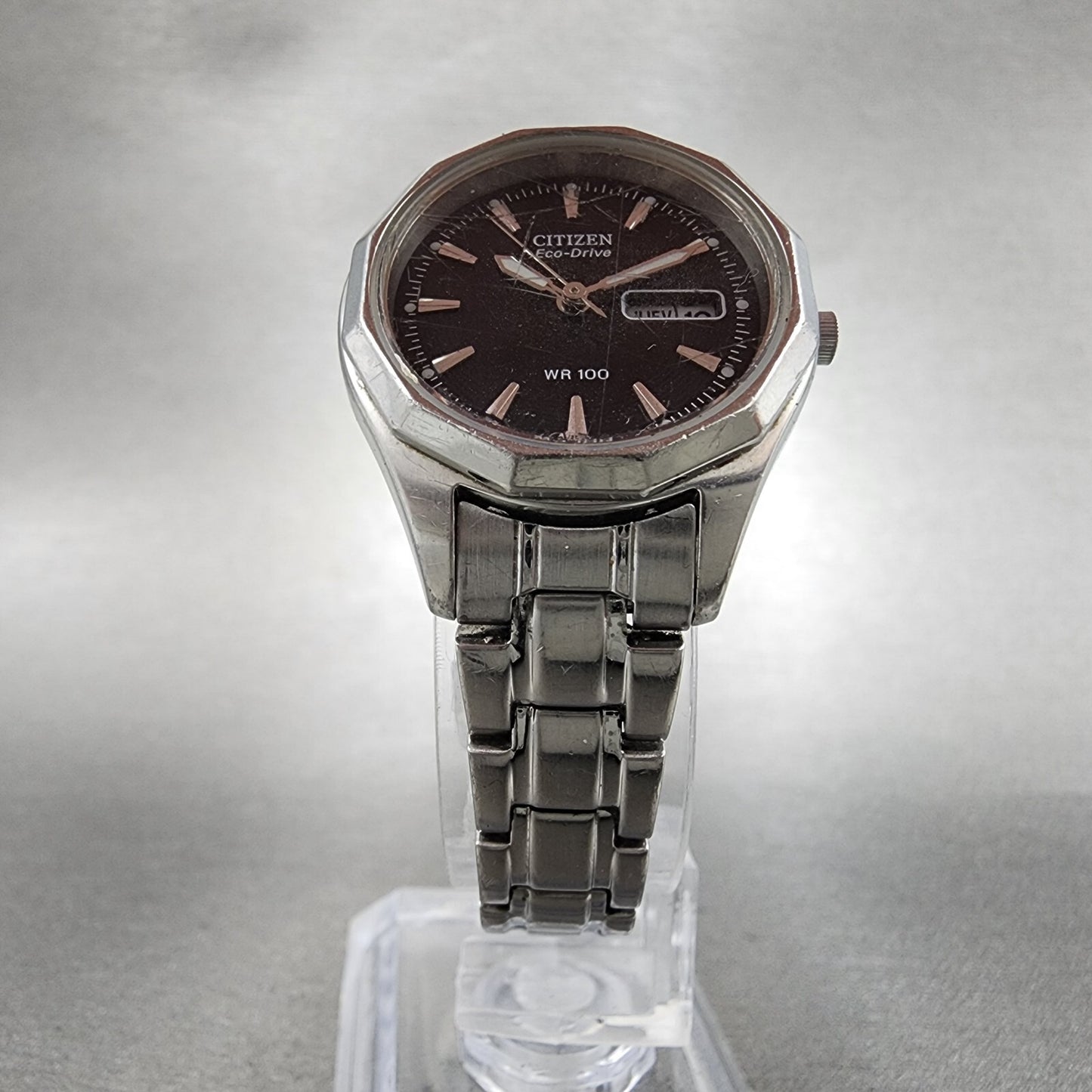 Citizen EcoDrive Watch Women 27mm Black Dial Stainless Steel Dadyate Runs5